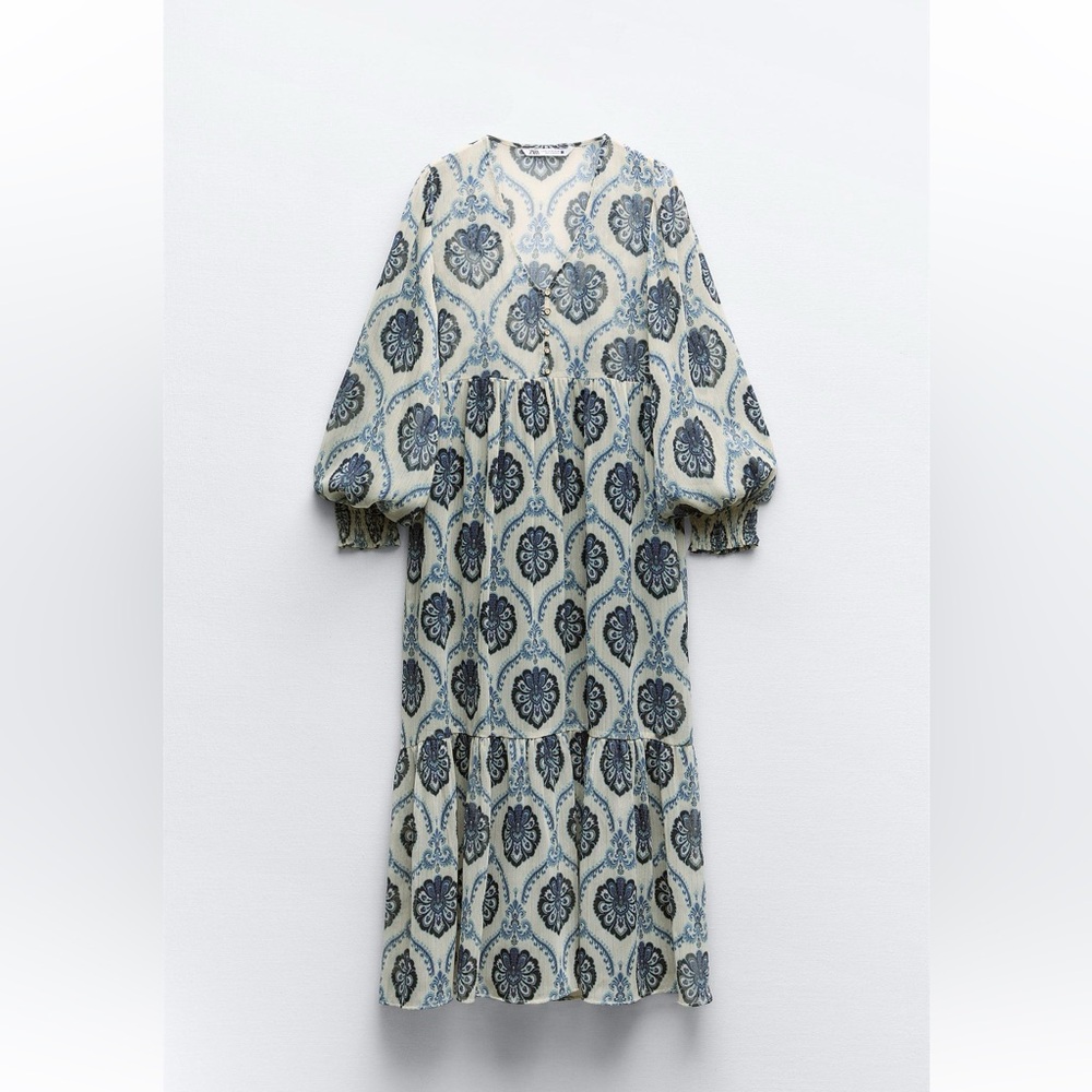 Zara metallic thread printed dress size small